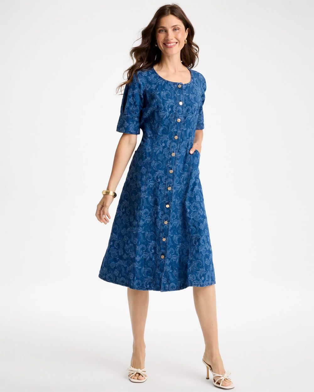 Cotton Jacquard Midi Dress | Chico's